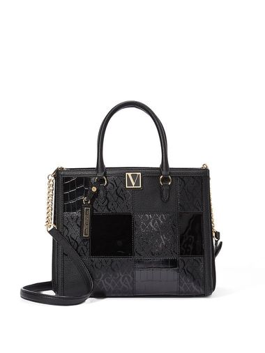 Bolso-Satchel-Black-Patchwork-Victorias-Secret